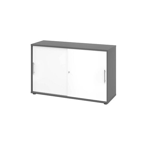 HAMMERBACHER Schiebetürenschrank, V1752S/G/W/RE grafit, weiß 1 Fachboden 120,0 x 40,0 x 74,8 cm