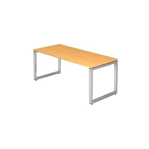 HAMMERBACHER RS19 höhenverstellbarer Schreibtisch buche rechteckig, Kufen-Gestell silber 180,0 x 80,0 cm