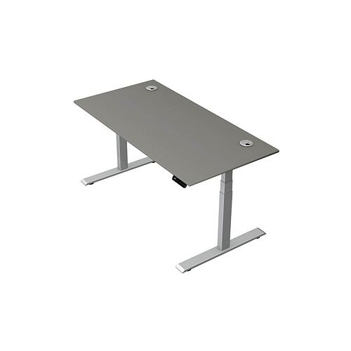 Kerkmann Move 2 Plus elektrisch höhenverstellbarer Schreibtisch grafit rechteckig, T-Fuß-Gestell silber 160,0 x 80,0 cm