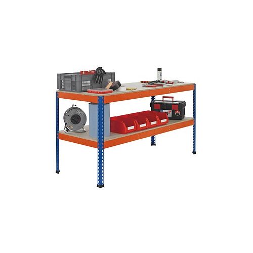 SCHULTE Werkbank blau, orange 245,0 x 92,6 x 99,0 cm