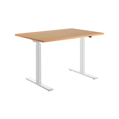 Topstar E-Table elektrisch höhenverstellbarer Schreibtisch buche rechteckig, T-Fuß-Gestell weiß 120,0 x 80,0 cm Topstar E-Table elektrisch höhenverstellbarer Schreibtisch buche rechteckig, T-Fuß-Gestell weiß 120,0 x 80,0 cm