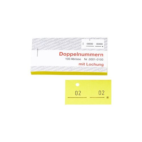 WOLF & APPENZELLER Doppelnummernblöcke 01-100, 101-200, 201-300, 301-400, 401-500, gelb, 5 Blöcke