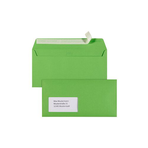 tecno Briefumschläge colors DIN lang+ mit Fenster intensivgrün haftklebend 25 St.