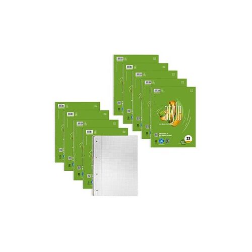 Ursus Collegeblöcke green Lineatur 22 kariert DIN A4 Innenrand, 10 Blöcke