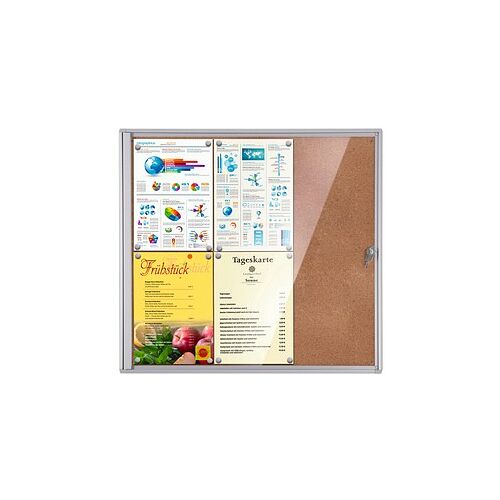 Showdown® Displays Schaukasten Economy XS Kork silber 6x DIN A4 71,1 x 2,6 x 65,5 cm, 1 St.