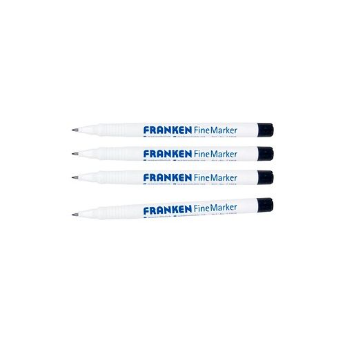 FRANKEN Fine Whiteboard-Marker schwarz 0,7 mm, 4 St.