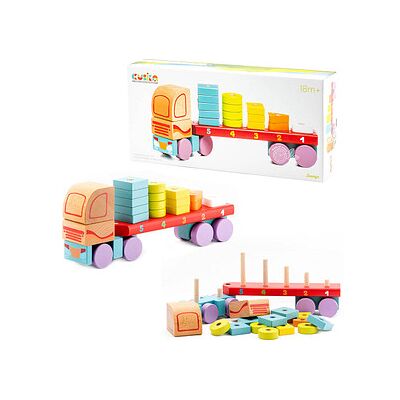 Cubika Holz-LKW mit Geometrischen Figuren - LKW Cubika Holz-LKW mit Geometrischen Figuren - LKW