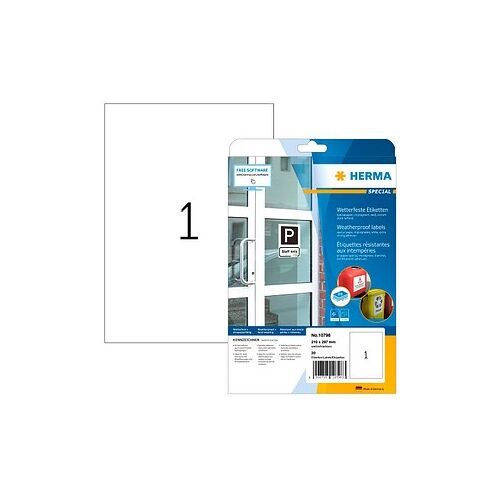 20 HERMA wetterfeste Etiketten weiß 210,0 mm x 297,0 cm