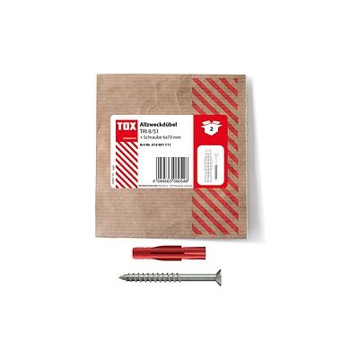 TOX Tri 8x51 mm Dübel mit Schraube - 2 Stück TOX Tri 8x51 mm Dübel mit Schraube - 2 Stück