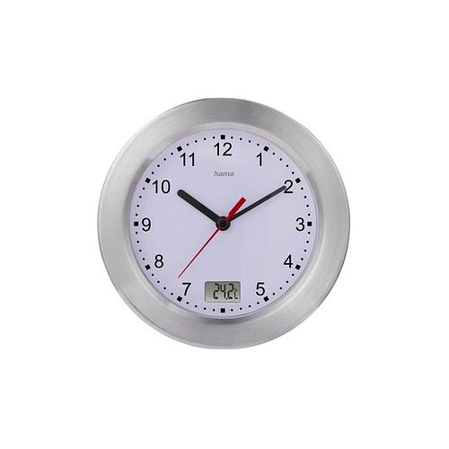 hama Wanduhr Mauritius weiß silber Aluminium gebürstet, Ø 17,0 cm