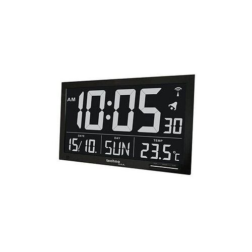 TechnoLine® digitale Funkwanduhr WS 8007 schwarz Aluminium 36,8 x 22,8 cm