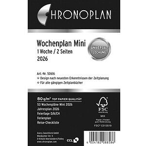 CHRONOPLAN 2026 Wochenplan Mini Kalender-Einlage - Flexibles Zeitmanagement CHRONOPLAN 2026 Wochenplan Mini Kalender-Einlage - Flexibles Zeitmanagement
