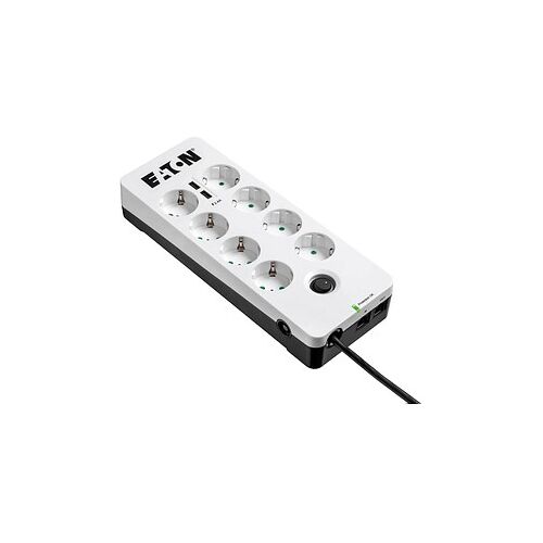 EATON Protection Box 8 USB Tel DIN 8-fach Steckdosenleiste mit Überspannungsschutz weiß Image