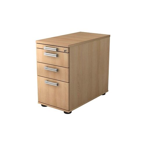 HAMMERBACHER Akandia Standcontainer eiche 4 Auszüge Stahl-Relinggriff silber 42,8 x 80,0 x 72,0 - 76,0 cm