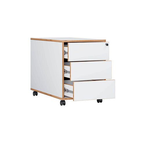 VCM my office Salia Rollcontainer weiß, honig-eiche 3 Auszüge 39,0 x 70,0 x 50,0 cm Image