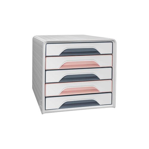 cep Schubladenbox Smoove weiß/grau/rosa 1071111681, DIN A4 mit 5 Schubladen, 1 St.