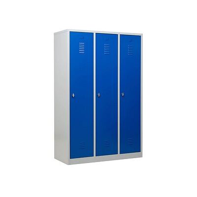 Gürkan Spind lichtgrau, enzianblau 105420, 3 Schließfächer 118,5 x 50,0 x 180,0 cm Gürkan Spind lichtgrau, enzianblau 105420, 3 Schließfächer 118,5 x 50,0 x 180,0 cm