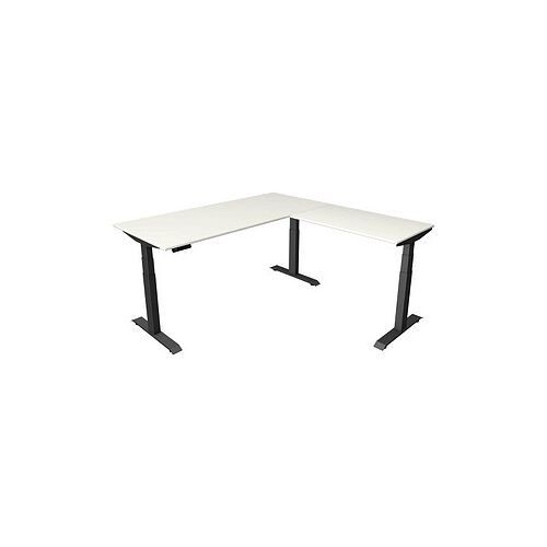 Kerkmann Move 4 elektrisch höhenverstellbarer Schreibtisch weiß rechteckig, T-Fuß-Gestell grau 180,0 x 180,0 cm