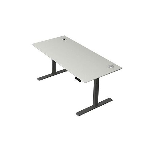 Kerkmann Move 2 Plus elektrisch höhenverstellbarer Schreibtisch lichtgrau rechteckig, T-Fuß-Gestell anthrazit 180,0 x 80,0 cm