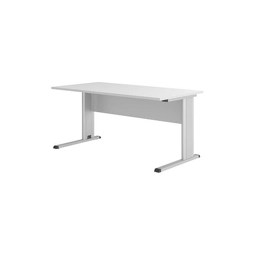 HAMMERBACHER GS16 Schreibtisch lichtgrau rechteckig, C-Fuß-Gestell silber 160,0 x 80,0 cm