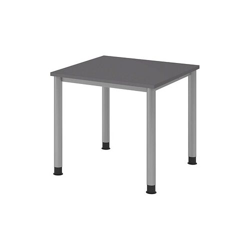 HAMMERBACHER HS08 höhenverstellbarer Schreibtisch grafit quadratisch, 4-Fuß-Gestell silber 80,0 x 80,0 cm Image