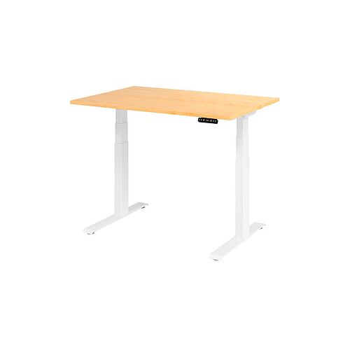 HAMMERBACHER XDKB12 elektrisch höhenverstellbarer Schreibtisch ahorn rechteckig, C-Fuß-Gestell weiß 120,0 x 80,0 cm