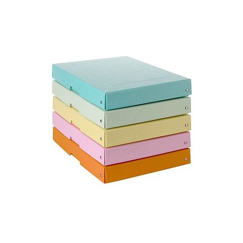 FALKEN PURE Aufbewahrungsbox 500 Blatt pastellorange, pastellblau, pastellrosa, pastellgrün, pastellgelb 24,0 x 32,0 x 4,0 cm, 5 St.