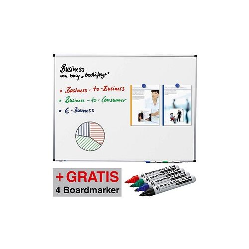 AKTION: Legamaster Whiteboard PREMIUM 150,0 x 120,0 cm weiß spezialbeschichteter Stahl + GRATIS 4 Boardmarker TZ 100 farbsortiert