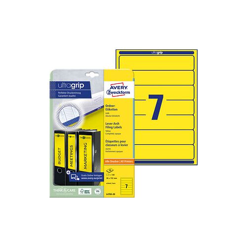 140 AVERY Zweckform Ordneretiketten L4765-20 gelb