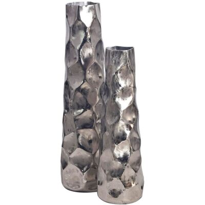 Wohnling Vase 2er Set Aluminium Silber Hammerschlag Modern Tischdeko Handgefertigt Wohnling Vase 2er Set Aluminium Silber Hammerschlag Modern Tischdeko Handgefertigt