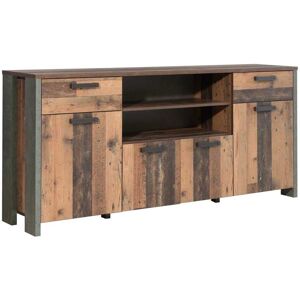 Forte Sideboard Kommode CLIF 4 Türen 2 Schubladen Optik: Old Wood Vintage Forte Sideboard Kommode CLIF 4 Türen 2 Schubladen Optik: Old Wood Vintage