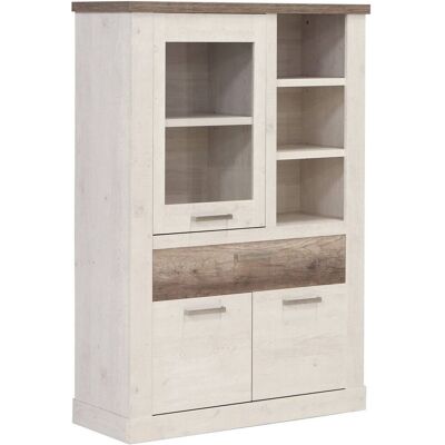 Forte Highboard - Vitrine DURO, Schrank 1+2 Türen, Optik: Pinie weiß antik Forte Highboard - Vitrine DURO, Schrank 1+2 Türen, Optik: Pinie weiß antik