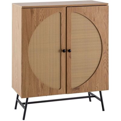 Wohnling Sideboard Highboard Eiche-Dekor Rattan Modern 80x103x39cm 2 Türen Wohnzimmer Wohnling Sideboard Highboard Eiche-Dekor Rattan Modern 80x103x39cm 2 Türen Wohnzimmer
