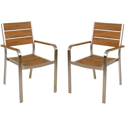 Garden Pleasure Stapelstuhl FLORENCE 2er Set Aluminium champagner Non-Wood Teak-Optik Garden Pleasure Stapelstuhl FLORENCE 2er Set Aluminium champagner Non-Wood Teak-Optik