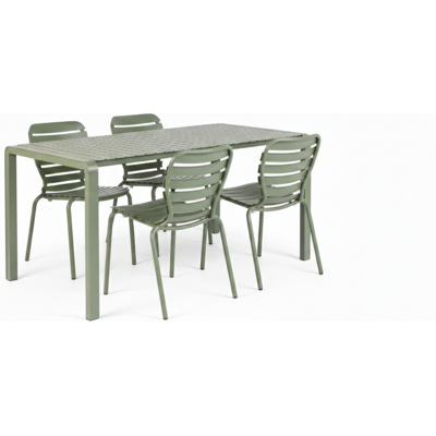 Zuiver Gartenmöbel-Set Vondel mit Tisch & 4 Stühlen aus Aluminium in Grün Zuiver Gartenmöbel-Set Vondel mit Tisch & 4 Stühlen aus Aluminium in Grün