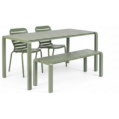 Zuiver Gartenmöbel-Set Vondel mit Tisch, 2 Stühlen & Bank, Aluminium Grün Zuiver Gartenmöbel-Set Vondel mit Tisch, 2 Stühlen & Bank, Aluminium Grün