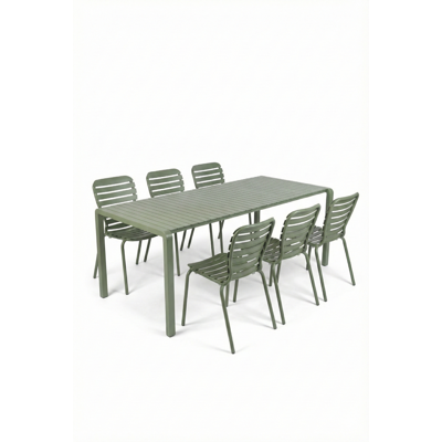 Zuiver Gartenmöbel-Set Vondel mit Tisch und 6 Stühlen aus Aluminium in Grün Zuiver Gartenmöbel-Set Vondel mit Tisch und 6 Stühlen aus Aluminium in Grün