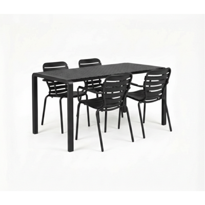 Zuiver Gartenmöbel-Set Vondel mit Tisch & 4 Armlehnstühlen, Aluminium Schwarz Zuiver Gartenmöbel-Set Vondel mit Tisch & 4 Armlehnstühlen, Aluminium Schwarz