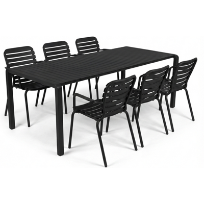 Zuiver Gartenmöbel-Set Vondel mit Tisch & 6 Stühlen aus Aluminium in Schwarz Zuiver Gartenmöbel-Set Vondel mit Tisch & 6 Stühlen aus Aluminium in Schwarz