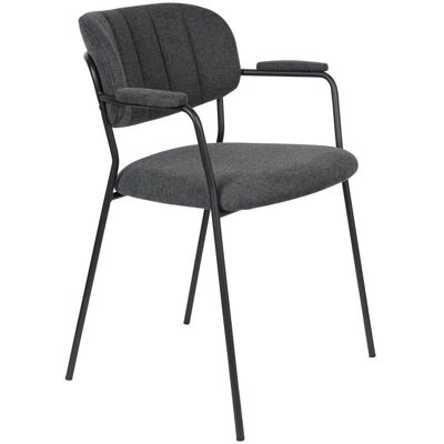 Trendmöbel24 Sessel Jolien im 2er-Set, Grau gepolstert mit schwarzem Metallgestell Trendmöbel24 Sessel Jolien im 2er-Set, Grau gepolstert mit schwarzem Metallgestell