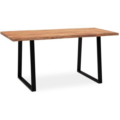 Wohnling Schreibtisch 140x80x76cm Akazie Massivholz Baumkante Trapezbeine Schwarz Homeoffice Wohnling Schreibtisch 140x80x76cm Akazie Massivholz Baumkante Trapezbeine Schwarz Homeoffice