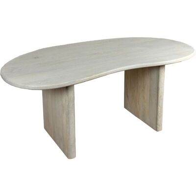 Wohnling Esszimmertisch Mango Massivholz Weiß 180x90x75cm Retro Nierenform Wohnling Esszimmertisch Mango Massivholz Weiß 180x90x75cm Retro Nierenform