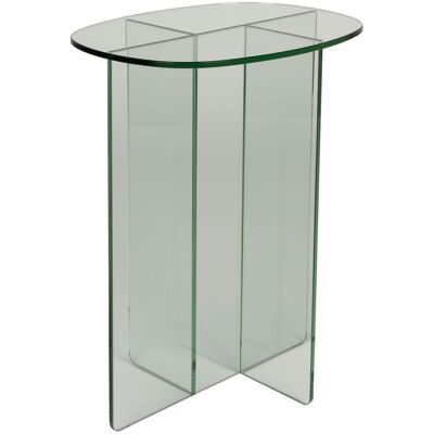 Beistelltisch Linea aus transparentem Glas mit Linienmuster Zuiver Beistelltisch Linea aus transparentem Glas mit Linienmuster Zuiver