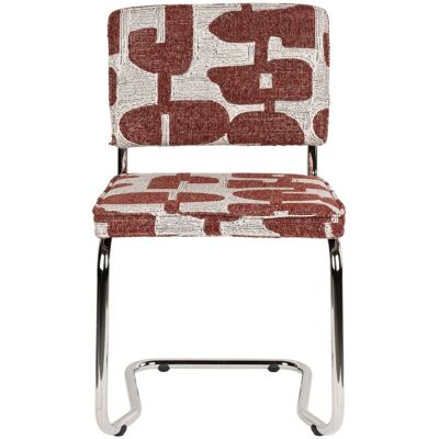 Zuiver Esszimmerstuhl Ridge Kink Deco Symbols 2er-Set, Rot mit Chrom-Gestell Zuiver Esszimmerstuhl Ridge Kink Deco Symbols 2er-Set, Rot mit Chrom-Gestell