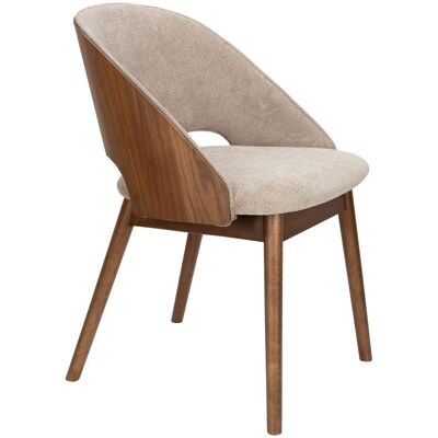 DutchBone Esszimmerstuhl Velore Beige mit Gestell aus Gummibaumholz in Walnuss DutchBone Esszimmerstuhl Velore Beige mit Gestell aus Gummibaumholz in Walnuss