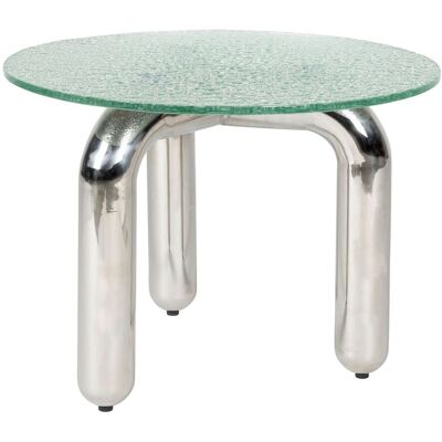 Beistelltisch Marly rund aus Sicherheitsglas in Silber von Dutchbone Beistelltisch Marly rund aus Sicherheitsglas in Silber von Dutchbone