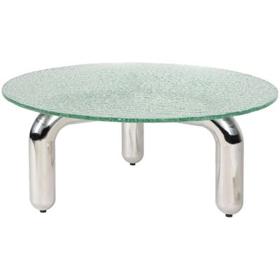 DutchBone Couchtisch Marly rund, Silber mit Sicherheitsglas im Retro-Design DutchBone Couchtisch Marly rund, Silber mit Sicherheitsglas im Retro-Design