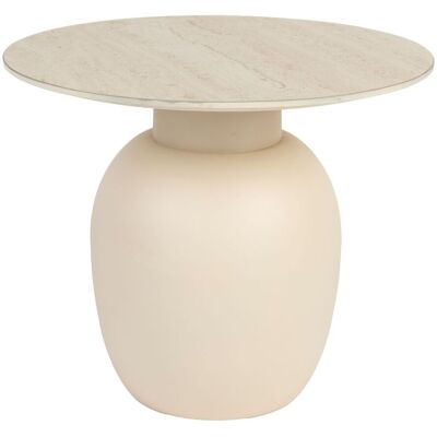 Karula Beistelltisch Beige Runde Travertin-Optik Karula Beistelltisch Beige Runde Travertin-Optik