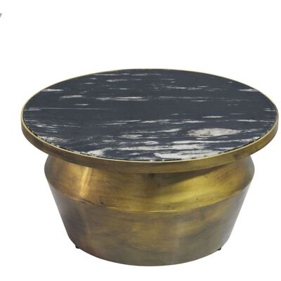 Wohnling Couchtisch rund 60 cm mit Marmorplatte Schwarz und Eisengestell Wohnling Couchtisch rund 60 cm mit Marmorplatte Schwarz und Eisengestell
