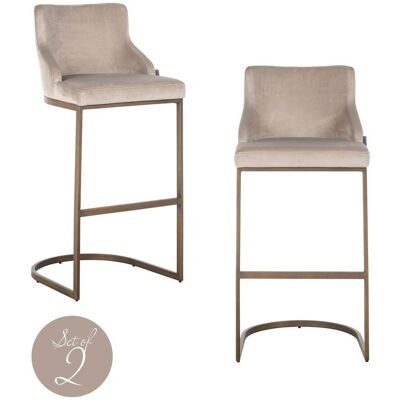 Richmond Interiors Barhocker Bolton khaki Samtvelours im 2er-Set, goldenes Gestell Richmond Interiors Barhocker Bolton khaki Samtvelours im 2er-Set, goldenes Gestell